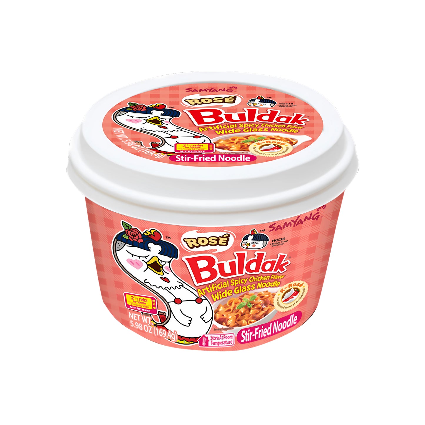 Buldak Wide Glass Noodle Rose (Korea)