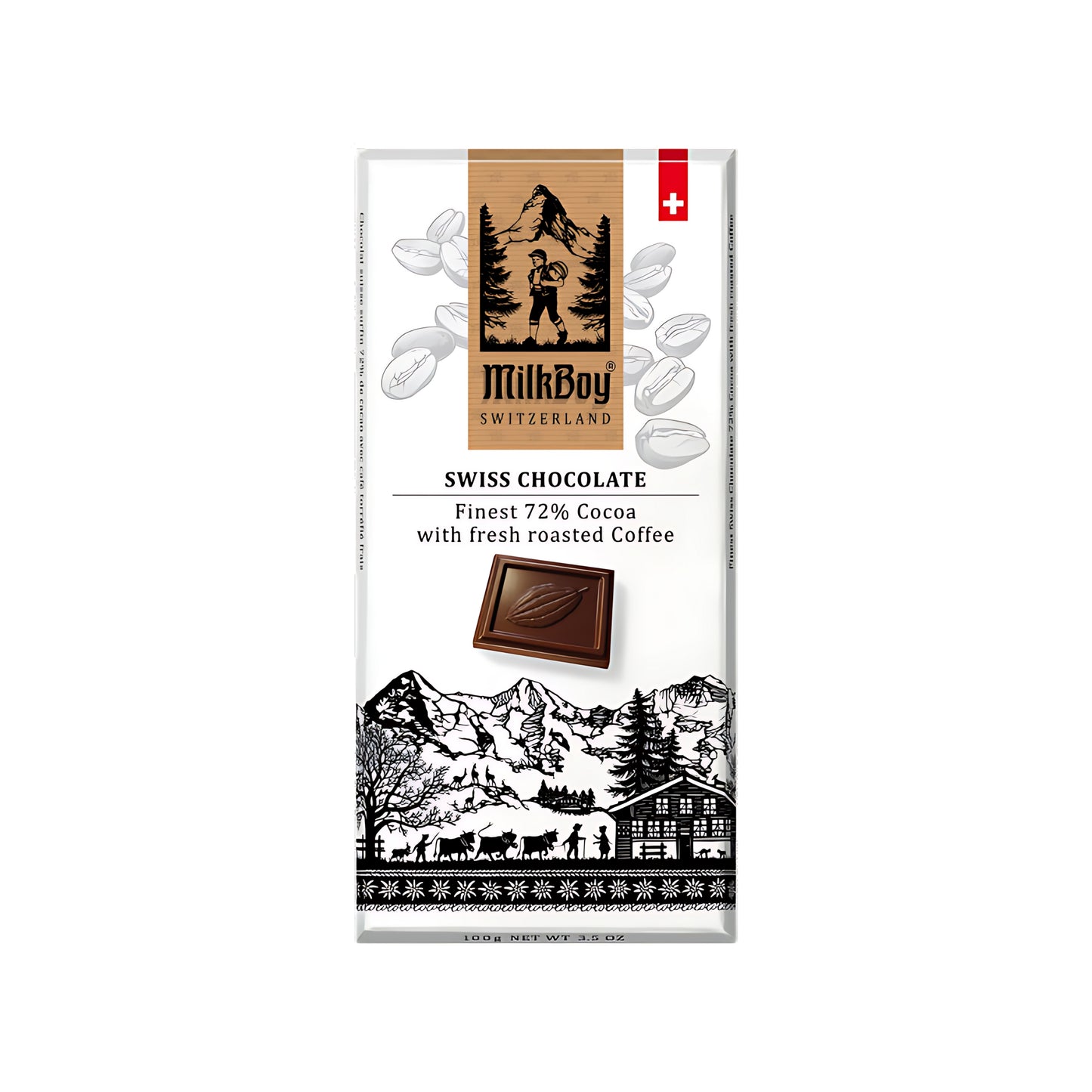 Milkboy Dark Chocolate 72% Cocoa With Fresh Roasted Coffee Bar (3.5oz)(Switzerland)