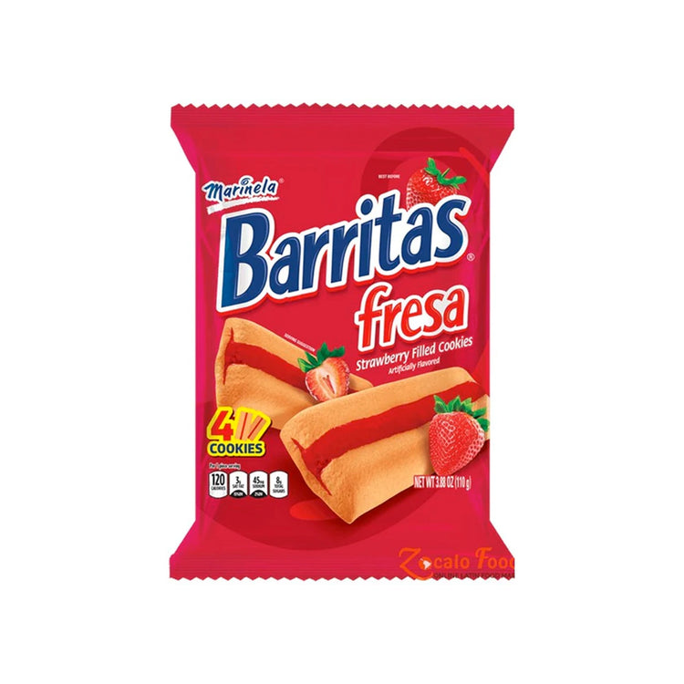 Marinela Barritas Fresa Strawberry Filled Cookies - 4pcs (Mexico)