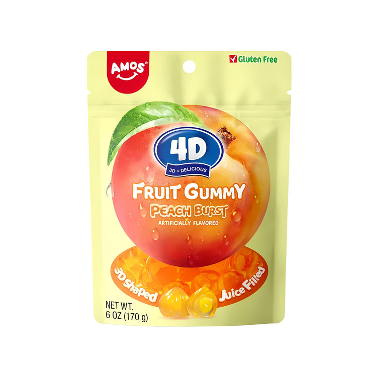 Amos 4D Gummy Juicy Burst Peach (6oz)(USA)