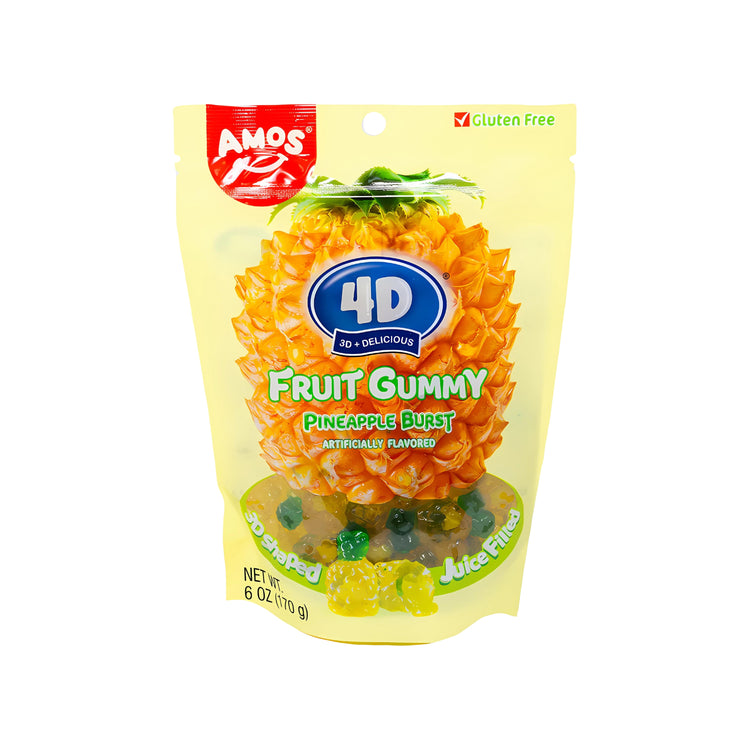 Amos 4D Gummy Juicy Burst Pineapple (6oz)(USA)