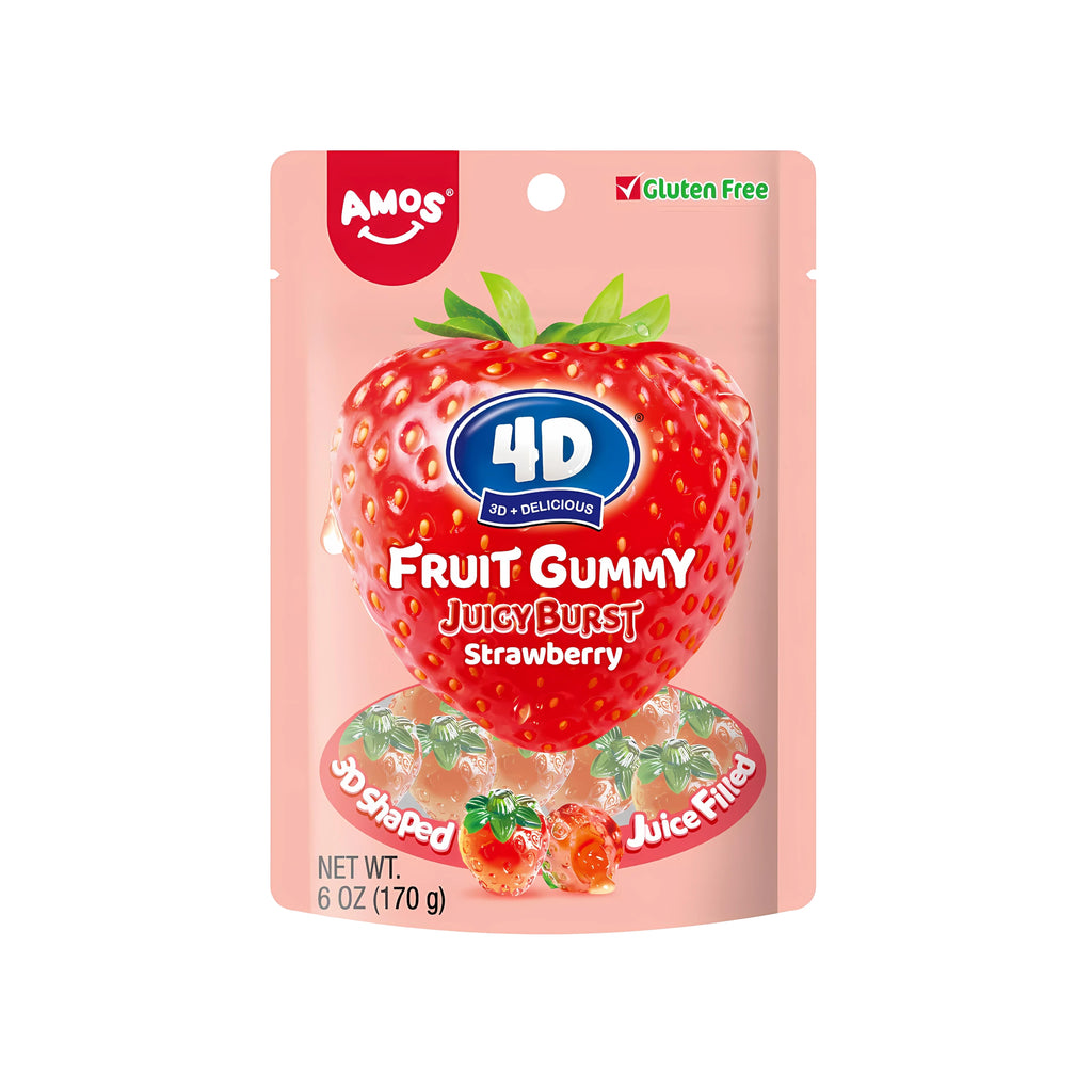 Amos 4D Gummy Juicy Burst Strawberry (6oz)(USA)