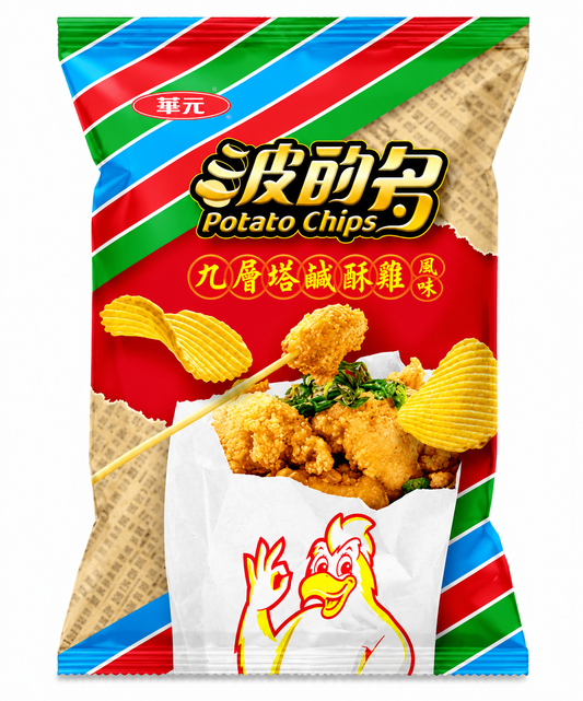 Hwa Yuan Potato Chips Basil Popcorn Chicken (Taiwan)
