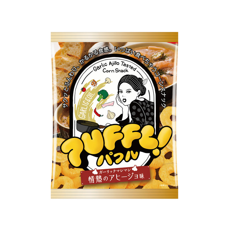 Matsuyama Puffl Garlic Ajillo Tasted Corn Snack (Japan)