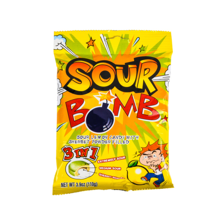 Sour Bomb 3 in 1 Sour Lemon Candy with Sherbet Powder Filled(Thailand)