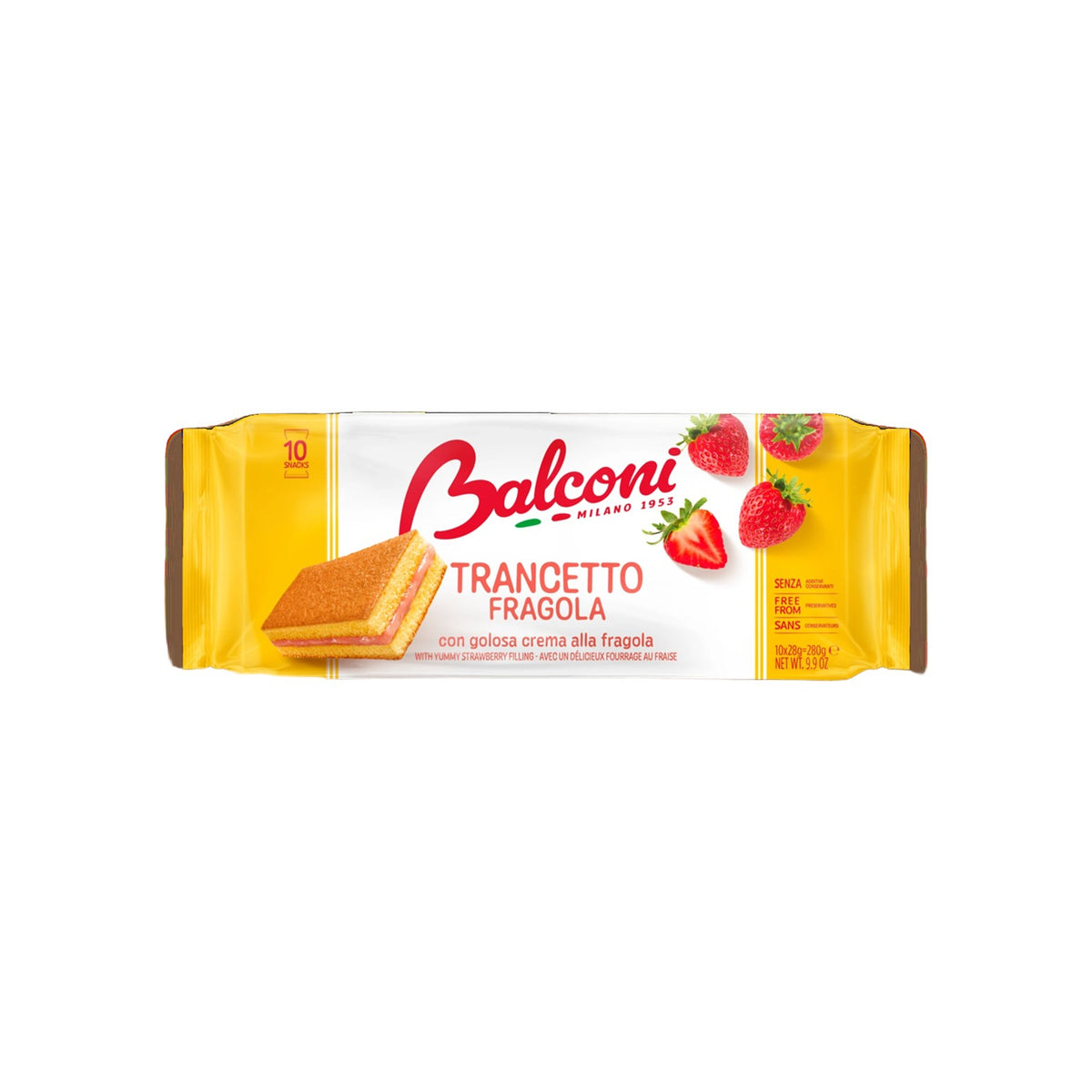 Balconi Trancetto Strawberry Filled Sponge Cakes 10-Pack (Italy)