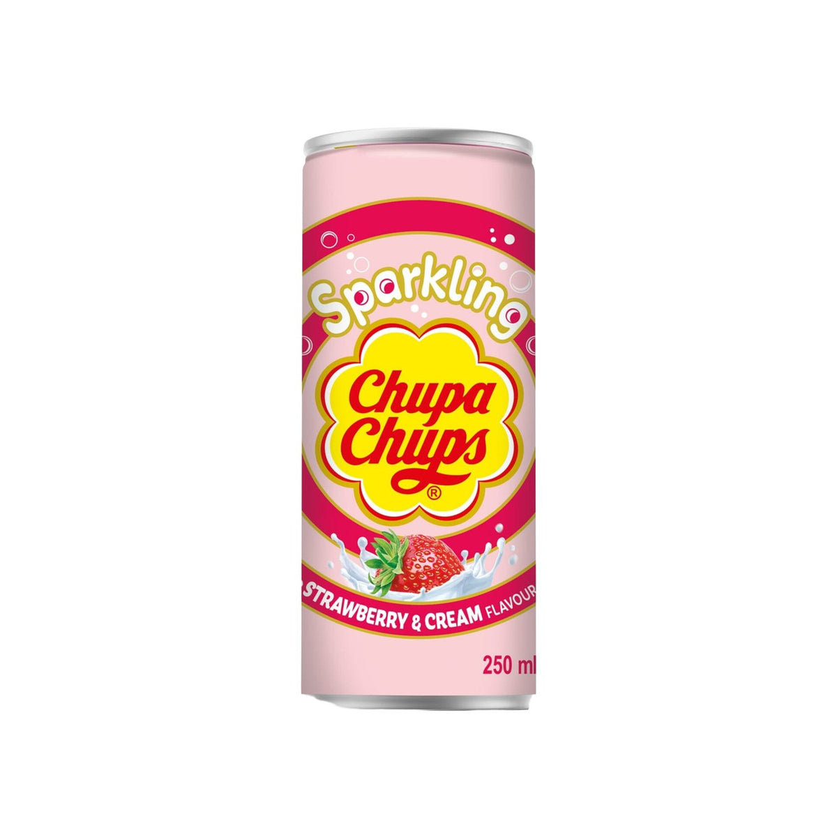 Chupa Chups Strawberry & Cream Sparkling Soda Slim Can (Korea)
