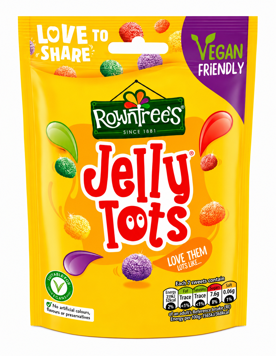 Rowntree's Jelly Tots Pouch (5.3 oz)(UK)