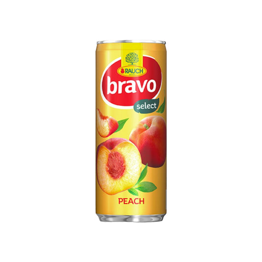 Rauch Bravo Peach Fruit Drink Slim Can (Austria)