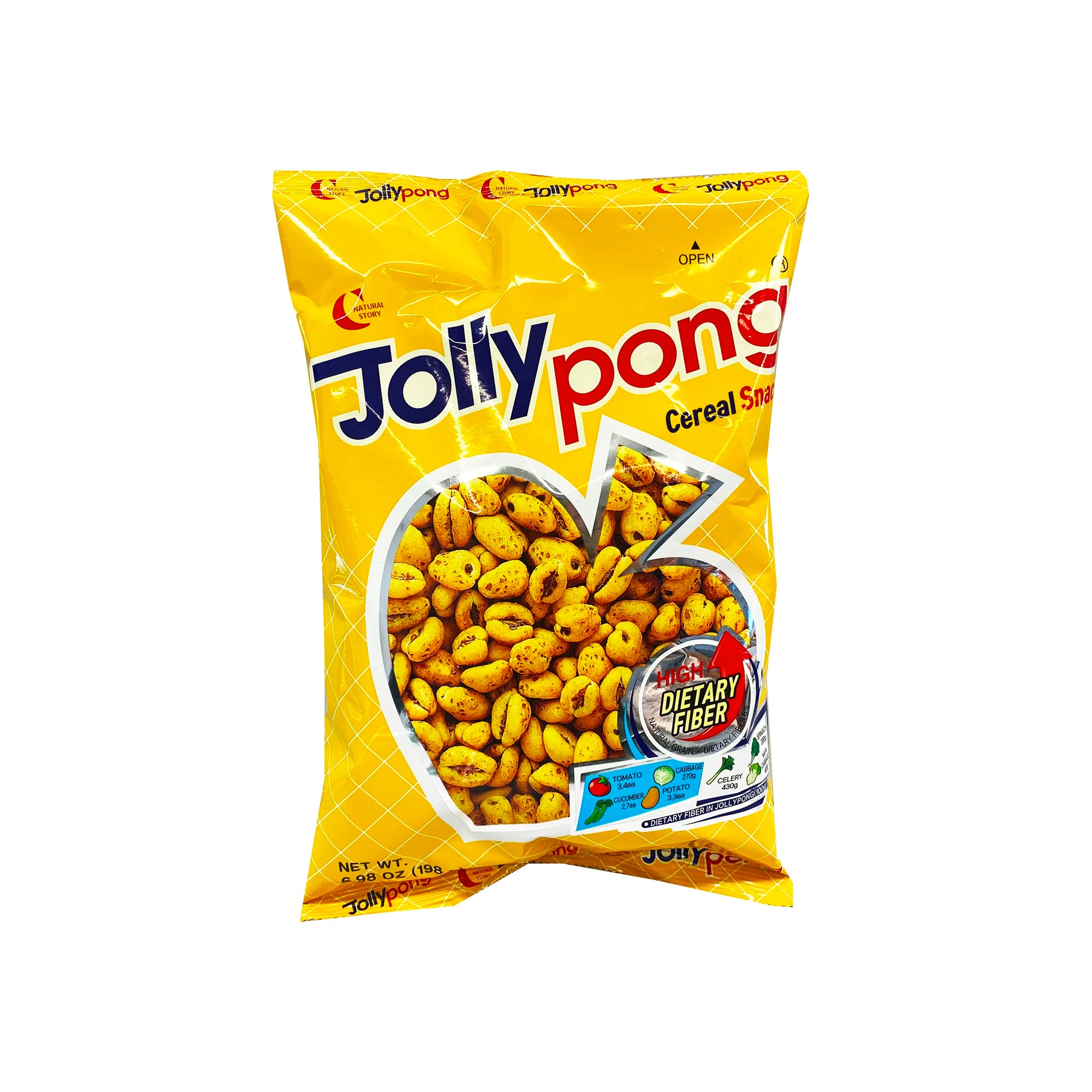 Crown Jolly Pong Korean puffed wheat cereal snack pink and yellow retail bag
